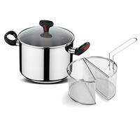 Lagostina Faitout Multifonction avec Double Panier, Couvercle en Verre perforé, Aluminium, Argent, 22 cm, 5 litres 10248020922