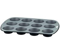 Lagostina Gustosa Moule 12 Muffin en acier anti-adhésif pour four, noir, 38 x 27 cm