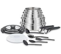 Lagostina Ingenio Inox Lot de 20 Pièces en Acier Inoxydable - Casseroles, Poêles, Couvercles, Ustensiles et Poignées - Compatible Induction