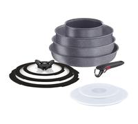 Lagostina Ingenio Mineralis Eco Set de poêles antiadhésives en Aluminium 100% recyclé, Convient à l'induction, 10 pièces, Casserole 16 cm, poêle 28 cm, poêle 24 cm, Wok 26 cm, 5 couvercles et poignée