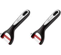 Lagostina Ingenio Smart Eplucheur Vertical, Plastique et Acier, Noir et Rouge (Lot de 2)