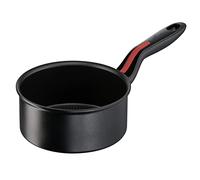 Lagostina Linea Rossa Casserole Fonda à manche long, aluminium, noir, Ø 16 cm, casserole à induction, gaz et four jusqu'à 175 °C, bord à verser, poignées en silicone antidérapantes