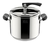 Lagostina Marmite à pression La Classica Lagofusion, autocuiseur Ø 26 cm, capacité 12 L, avec panier, recette et écodose, poignées en Bakélite, valve à poids et fond Lagofusion