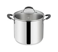 Lagostina Tempra Acier Casserole et Couvercle, Pot Ø 20 cm en Acier Inoxydable 18/10 + Couvercle en Verre, avec Fond Lagotherm et Manches en Silicone