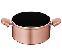 Lagostina Ramata Casserole fond antiadhésive en aluminium Ø 20 cm avec extérieur effet cuivre, cuisinière à gaz et four avec thermo-Signal, revêtement Titanium Easy, deux poignées en Bakelite