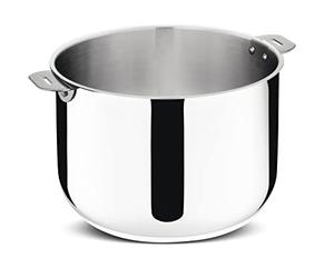 Lagostina Salvaspazio Marmite Acier Inoxydable 18/10 Ø 24 cm, Casserole Induction, Gaz et Four jusqu'à 250 °C, Empilable et Simple à Ranger, Fond Lagotherm 3 Couches, Poignées avec Supports Rivetés