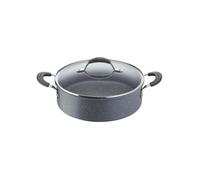 Lagostina Tempra Mineral Casserole avec couvercle, acier et aluminium avec revêtement minéral+ Ø 26 cm, poignées en silicone, effet pierre, convient à toutes les sources de chaleur