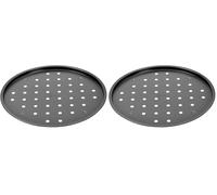 Lagostina Savoureuse plaque à pizza perforée en acier antiadhésive pour four, noir, diamètre 32 cm (Lot de 2)