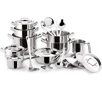 Lagostina Sfiziosa Batterie Cuisine en Acier Inox 18/10, Induction, Gaz et Four, 24 Pièces, Fond Lagoseal Plus, 6 Marmites, 1 Faitouts, 1 Casserole, 1 Pot à Lait, 8 Couvercles, 7 Ustensiles