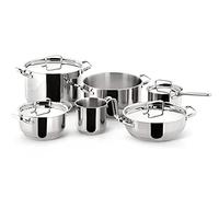 Lagostina Sfiziosa Batterie de Cuisine en Acier Inox 18/10, Casseroles Induction, Gaz et Four, 10 Pièces, Fond Lagoseal Plus, Set avec 3 Faitouts, 1 Marmite, 1 Casserole, 1 Pot à Lait, 4 Couvercles