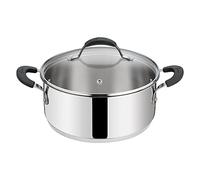 Lagostina Tempra Casserole basse et couvercle, casserole Ø 26 cm en acier inoxydable 18/10 avec couvercle en verre, fond lagotherm et poignées en silicone