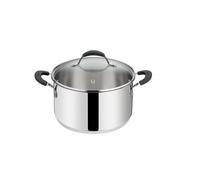 Lagostina Tempra Acier Casserole Fonda et Couvercle, Casserole Ø 26 cm en acier inoxydable 18/10 + Couvercle en verre, avec fond Lagotherm et poignées en silicone