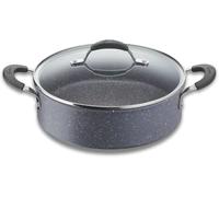 Lagostina Tempra Mineral Casserole avec couvercle, acier et aluminium avec revêtement minéral+ Ø 26 cm, poignées en silicone, effet pierre, convient à toutes les sources de chaleur