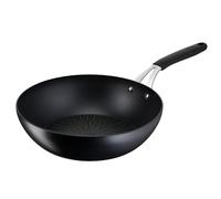 Lagostina Tempra, Wok 28cm, Revêtement Antiadhésif en Titane Anti-rayures et Fond en Acier Inox Indéformable, Manche Riveté en Acier et Silicone, pour Toutes les Sources de Chaleur Compris l'Induction
