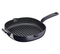 Lagostina Tradizione Grill en Fonte Emaillée 26 x 26 cm, pour Cuisson Induction, Gaz et Four jusqu'à 220 °C, Poêle à Griller pour Viande, Poisson et Panini avec Surface Ondulée