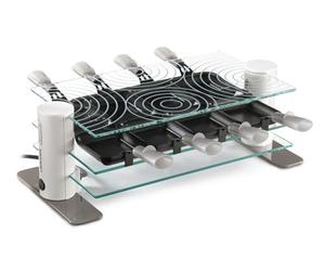 LAGRANGE, Appareil à raclette 8 personnes, 1000 W, Plateaux verre, Repose poêlons intégré, Design épuré, Bouton marche/arrêt, 009804