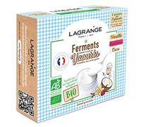 LAGRANGE Ferments yaourt aromatisés BIO, Fabrication française, 3 sachets aromatisées (1 Vanille / 1 Framboise /1 Noix de coco) de 12g chacun, 1 sachet de ferment pour 1.5L de lait, 385004