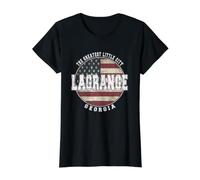 LaGrange Georgia, Drapeau américain Vintage T-Shirt Graphique avec Valeur, Femme, Noir, L
