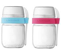 Lagrange – Lot de 2 pots yaourt compartimentés, avec cuillère, fabriqués en France, lave-vaisselle