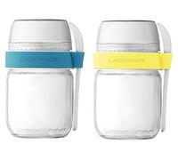 LAGRANGE, Lot de 2 pots yaourt compartimentés, 440401 | Pots en verre avec petite cuillère