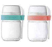 LAGRANGE, Lot de 2 pots yaourt compartimentés, 440402 | Pots en verre avec petite cuillère