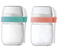 LAGRANGE, Lot de 2 pots yaourt compartimentés, Petite cuillère incluse, Fabrication française, Compatibles lave vaisselle, 440402