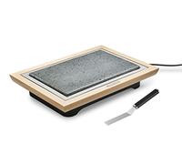LAGRANGE, Pierre à griller, Fabrication française, Pierre naturelle, Grande surface de cuisson, Cadre en bois de hêtre, grattoir, 1100 W, Grill Pierre® Deluxe, 199005