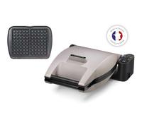 Lagrange Gaufrier Premium Gaufres - 1,2 kW Réversible plaques fonte antiadhésif Gris perle