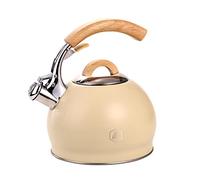 LAGUIOLE, Bouilloire Sifflante Crème, Manche en Bois, pour tous types de feux, 3 L