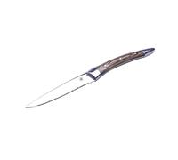LAGUIOLE - Coffret de 6 couteaux à steak - acier inoxydable, manche métal rehaussé de bois gris - Coffret couteaux de table à offrir pour toutes les occasions - Couverts pour déjeuner ou diner
