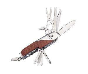 LAGUIOLE - Couteau Multifonctions - Manche en Bois de Rose - 11 Fonctions - avec Etui en Cuir