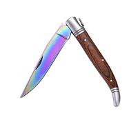 LAGUIOLE - Couteau pliant lame titanium manche bois pakka brun - titanium, bois pakka - Couteau pliant pour usage quotidien - Coffret cadeau