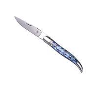Couteau Pliant Manche Nacre Véritable - Nacre, Acier Inoxydable - Couteau pliant pour un usage quotidien - Coffret cadeau Bleu G