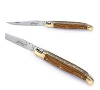 Laguiole - Couteau Pliant Personnalisé - Mitre en laiton - Texte Personnalisable sur Lame de 8.4cm - Fabrication en Auvergne, Certifiée Origine France Garantie