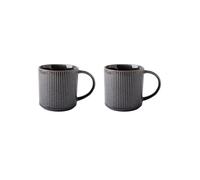 Lot de 2 mugs noir - "Charbon" | Lot de 2 mugs, 100% grès réactif, 8 x 9 cm, Émail unique, Noir, Micro-ondes, Lave-vaisselle, Style artisanal