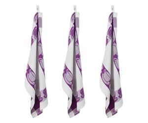 Laguiole Cuisson Lot de 3 Torchons Carré Coton 50x70 cm Mauve | Lot de 3, 50x70 cm, 100% coton, Coton égyptien, Nid d’abeille, Oeko-Tex®, Qualité hôtellerie