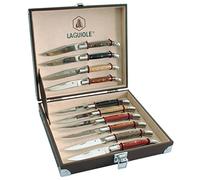 Ensemble de 10 couteaux pliants, manches en bois exotiques