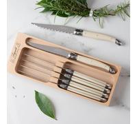 Laguiole Ensemble de couteaux à steak Débutant - 6 pièces - Acier inoxydable 1.2mm - Manche ivoire
