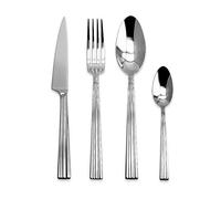 Laguiole Évolution® - Ménagère 16 pièces Collioure - Set de couverts de table en acier inoxydable pour 4 personnes - Manches en acier strié - Compatible Lave-Vaisselle - Présentation coffret cadeau