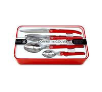 Laguiole Evolution® - Ménagère 16 pièces Design Acidulé - Acier INOX et ABS - Couverts de Table pour 4 Personnes - Présentation Coffret Cadeau (Rouge)