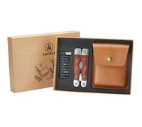 LAGUIOLE - Laguiole 40268486 Pince Multifonctions (8 fonctions) en Acier Inoxydable avec Manche en Bois de Pakka et Etui en Cuir