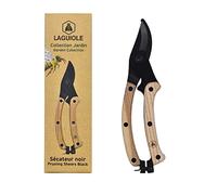LAGUIOLE - LAGUIOLE, 40269057, Sécateur Noir et Bois, Léger, Branches et Rameaux Frais, Ergonomique, Jardinage, Lame en Acier Inoxydable, Manche en Bois de Frêne Naturel, Noir