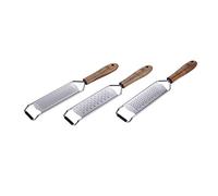LAGUIOLE - LAGUIOLE Lot de 3 Râpes à Fromage Trancheuse Zesteuse Manuelle Acier Inoxydable Fruits Légumes Outil de Cuisine - Manche Bois d'Acacia