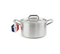 LAGUIOLE, Marmite triplex 24x15 cm Triplex Acier inoxydable 304/aluminum/430, capacité 6 L, compatible tous feux dont induction, nettoyage facile, fabriquée en France, Argenté