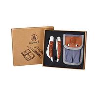 LAGUIOLE - Set de 2 Couteaux Pliants avec Etui - Idéal pour Jardinage - Manches en Bois de Pakka