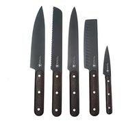 LAGUIOLE - Set de 5 couteaux de cuisine - Lame noire - Manche en bois de hêtre - - - multicolore
