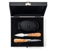 Laguiole Style de Vie Oester Coffret cadeau en bois d'olivier avec porte-huîtres en silicone