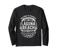 Laguna Beach California USA Vintage Paradise Illustration Manche Longue