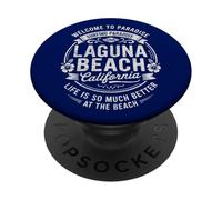 Laguna Beach California USA Vintage Paradise Illustration PopSockets PopGrip Adhésif