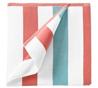 Laguna Beach Textile Co. Serviette de Plage Cabana rayée - Coton Peluche 630 g/m² - Orange Corail et Vert Verre de mer